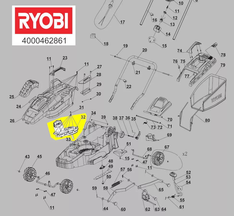 Moteur réf. 5131039280 tondeuse à gazon Ryobi